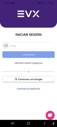 EVX Inicio de sesión